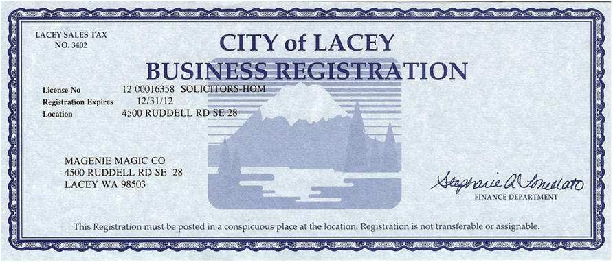 City of Lacey Solicitors License 2012