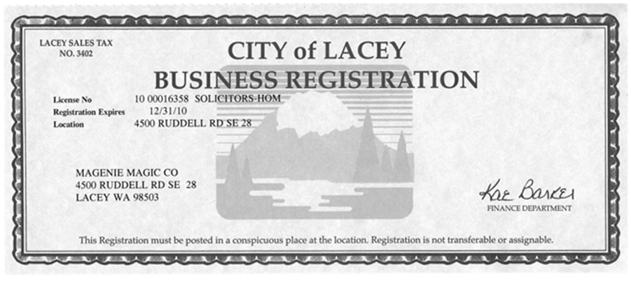 Gene Bowdish MaGenie Magic License Lacey, WA