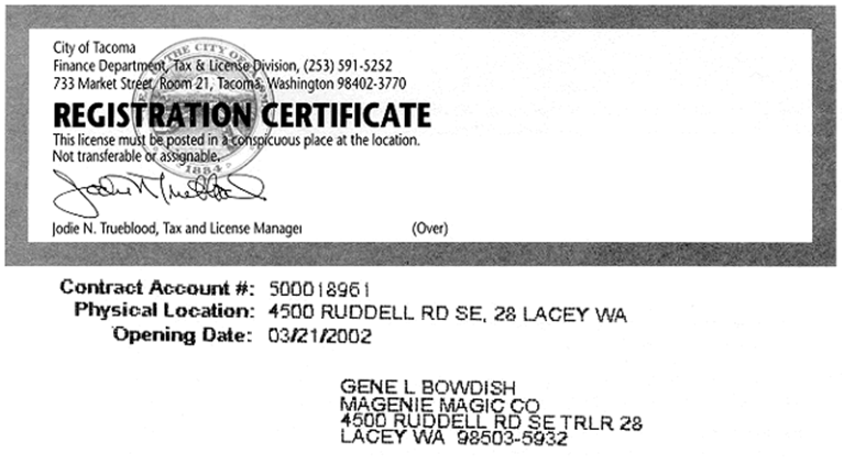 City of Tacoma WA Business Registration