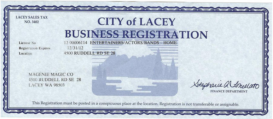 City of Lacey Business License 2012